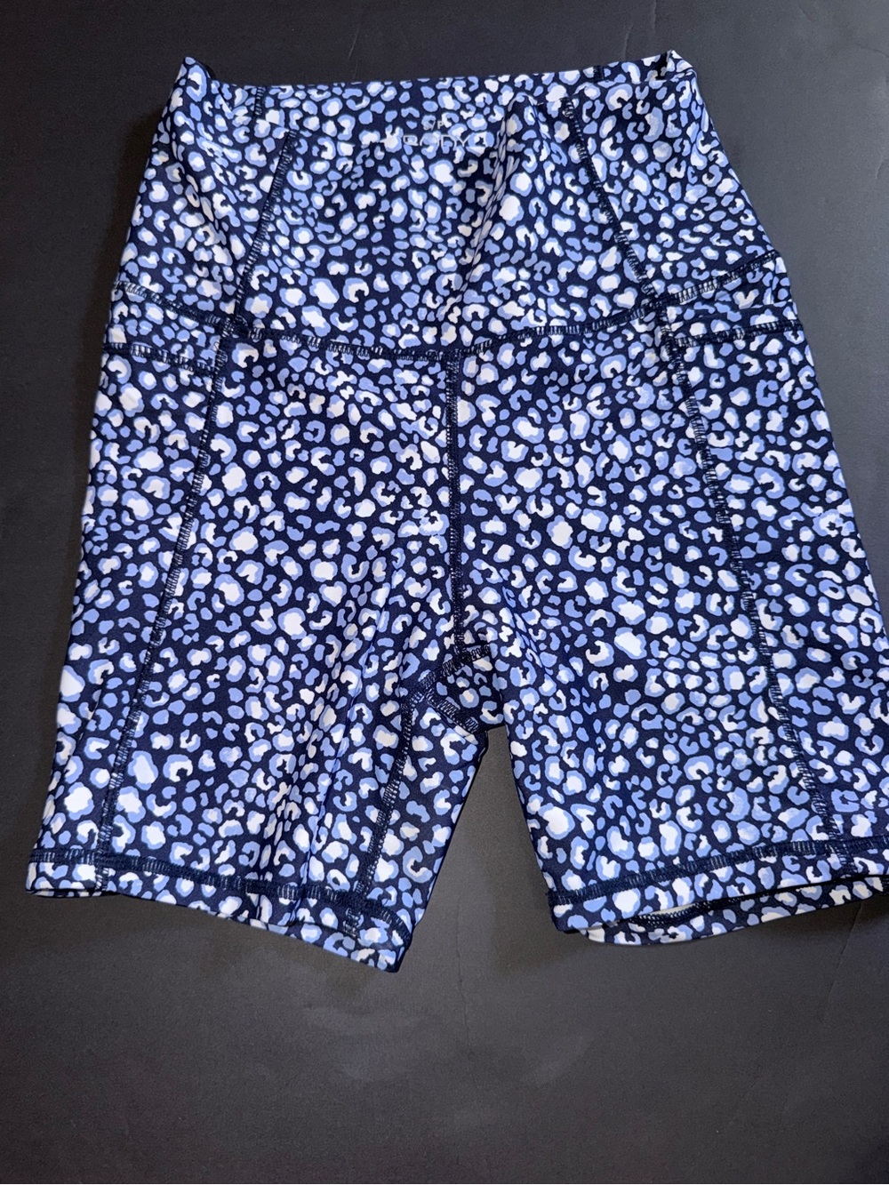 Body Women's Navy Blue Leopard Print High-Waist Bike Shorts
